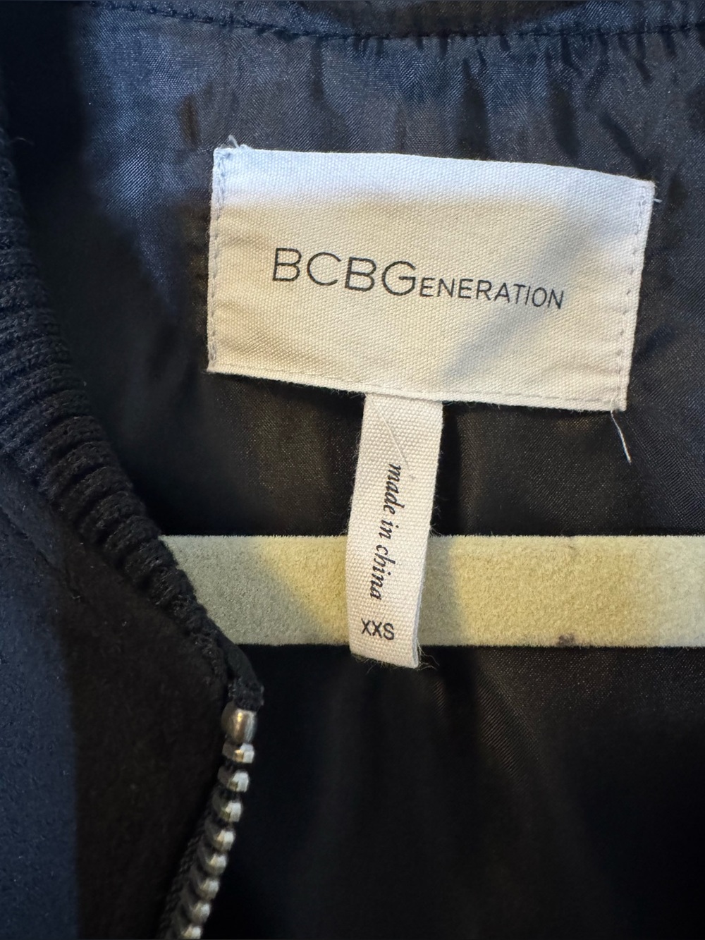 BCBGeneration Faux Suede Long Bomber Jacket Size XXS Black Longline runs large - Picture 6 of 13